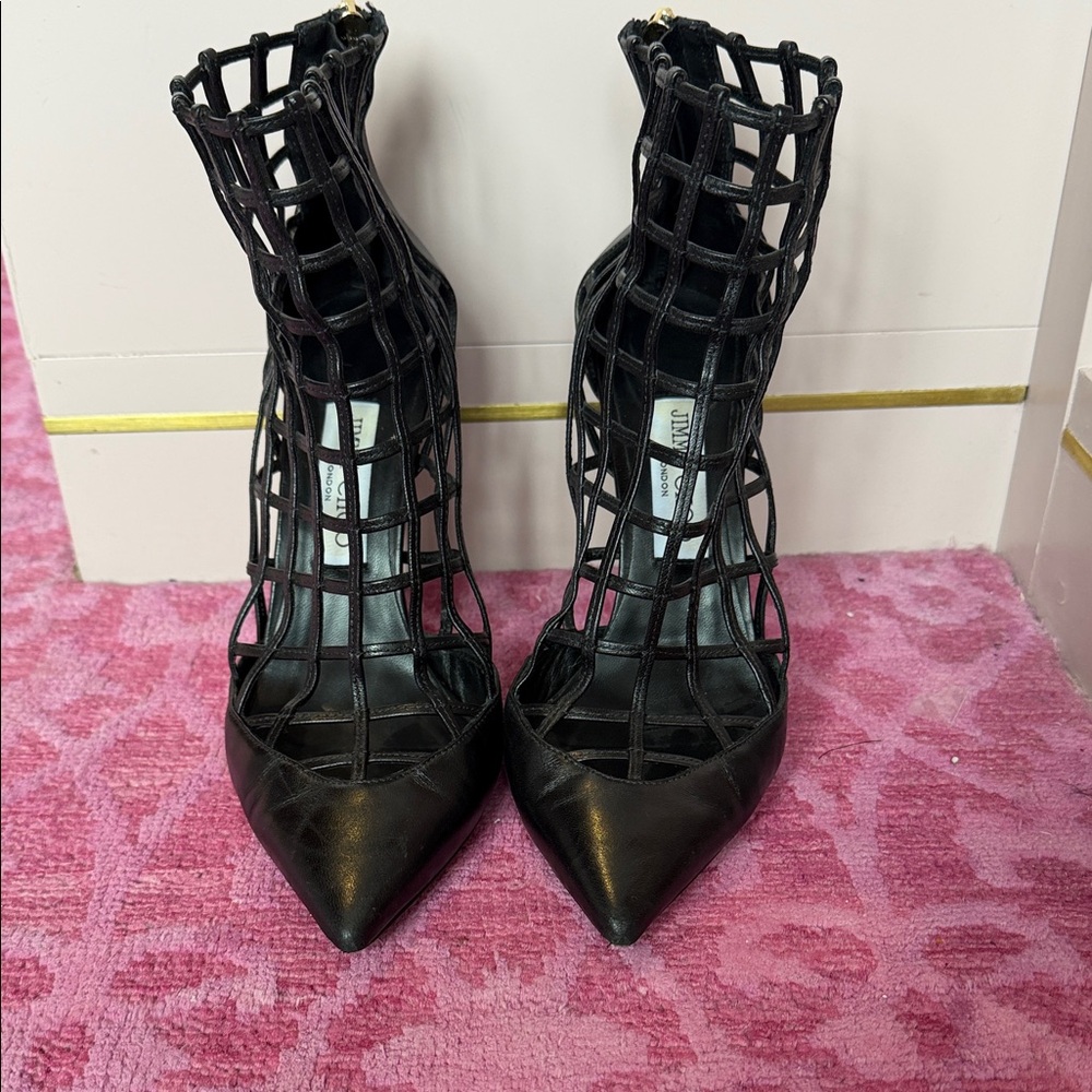 Jimmy Choo Black Cage Heels